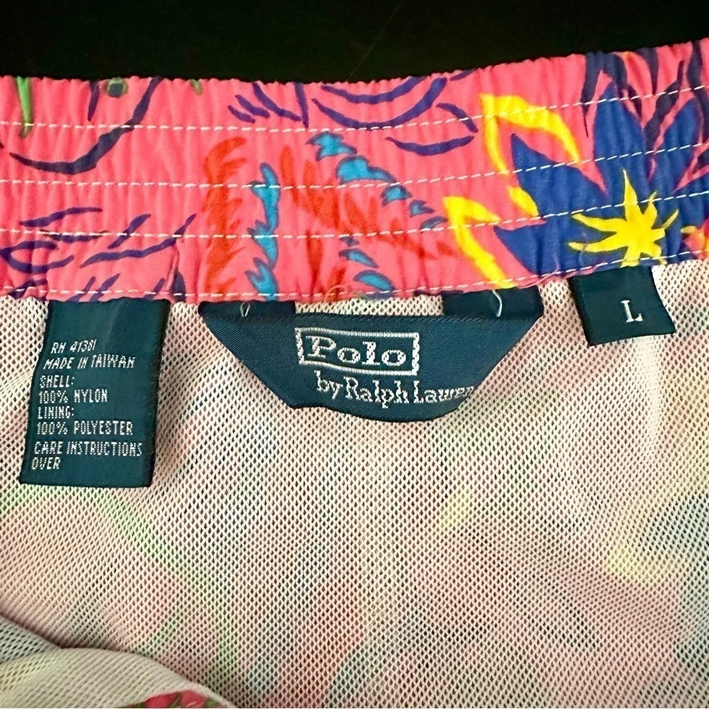 Polo Ralph Lauren Pink and Yellow Board Shorts Swimwear Mens Size Large